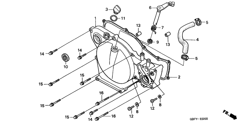 CR80RB Крышка картера правая