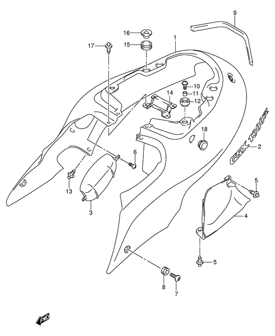 GSX1300R Обтекатель задний