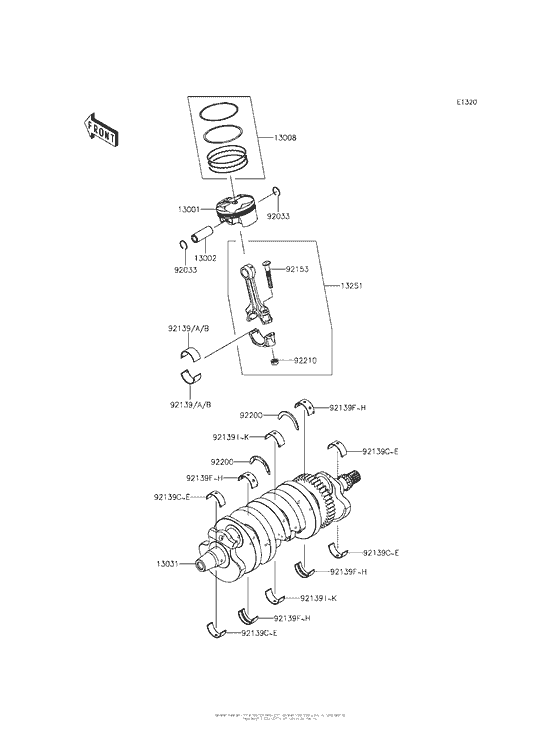 ZX636 Коленвал и поршни