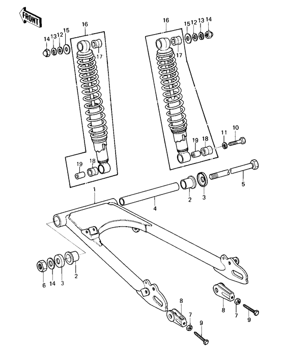 Swing arm/shock absorbers