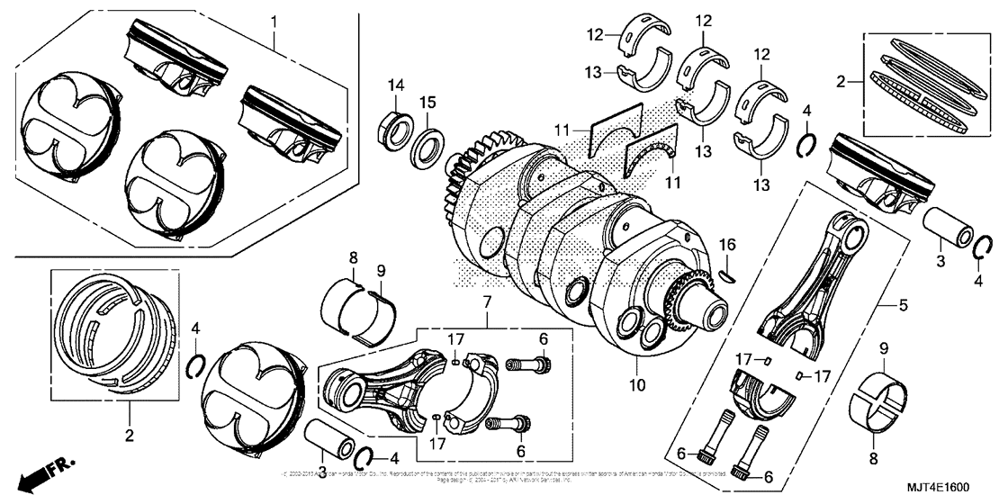  Коленчатый вал и поршни