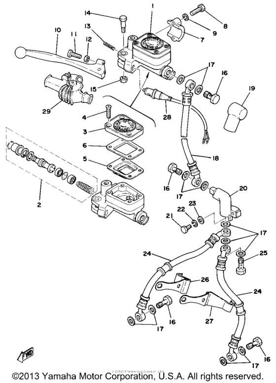 Front master cylinder - brake hose