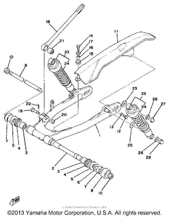 Rear arm-rear cushion-chain case