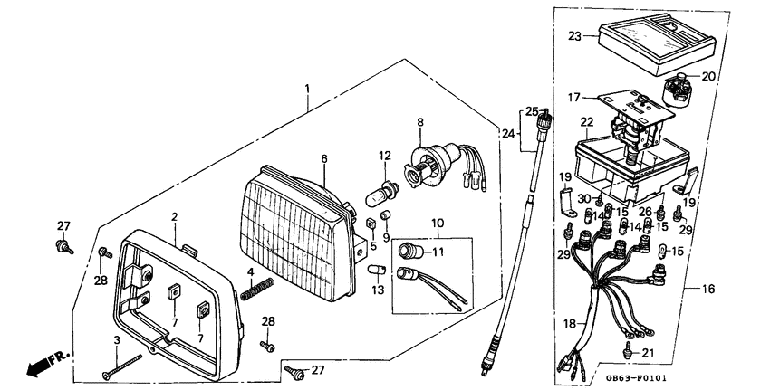 Headlight/speedometer
