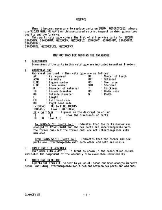 GSX600 Catalog preface