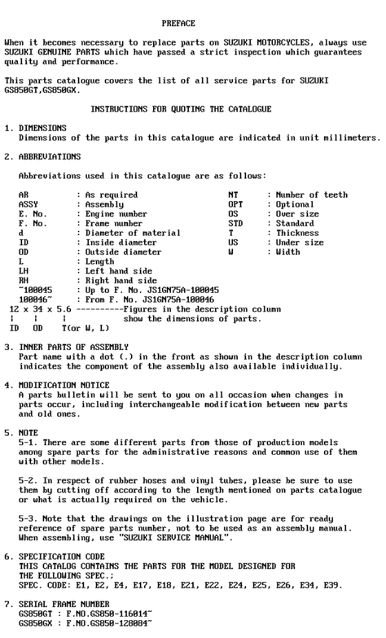 GS850 Catalog preface