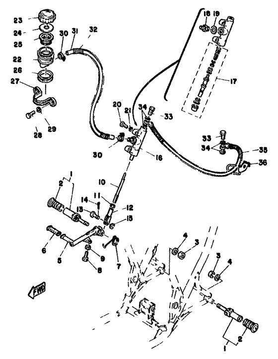 Brake pedalmaster cylinder
