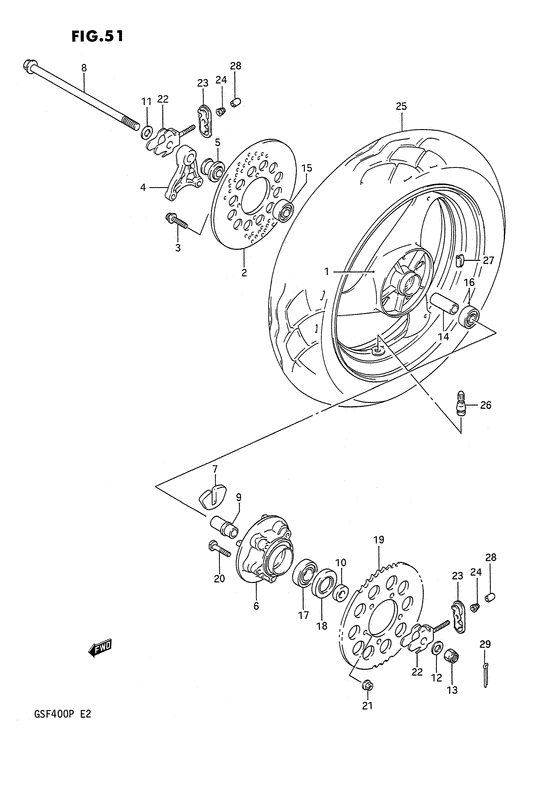 Rear wheel complete assy