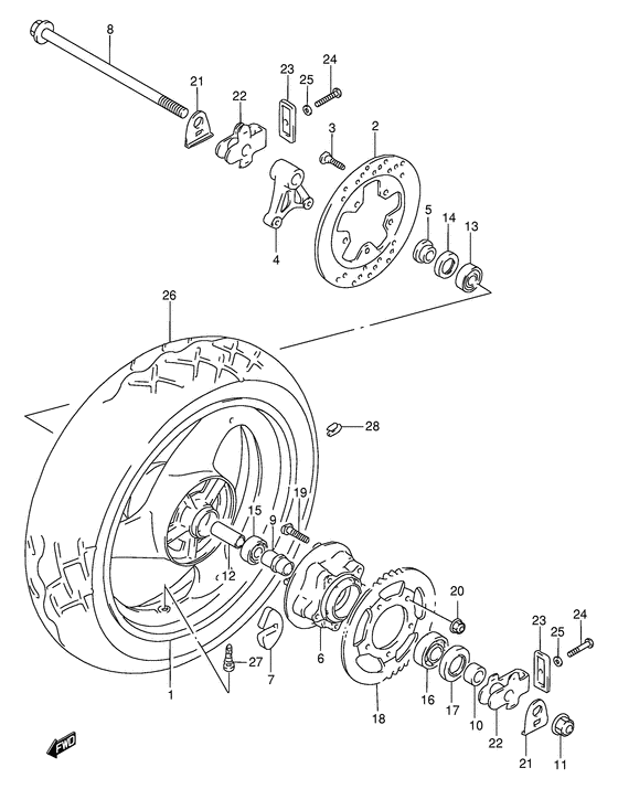 Rear wheel complete assy