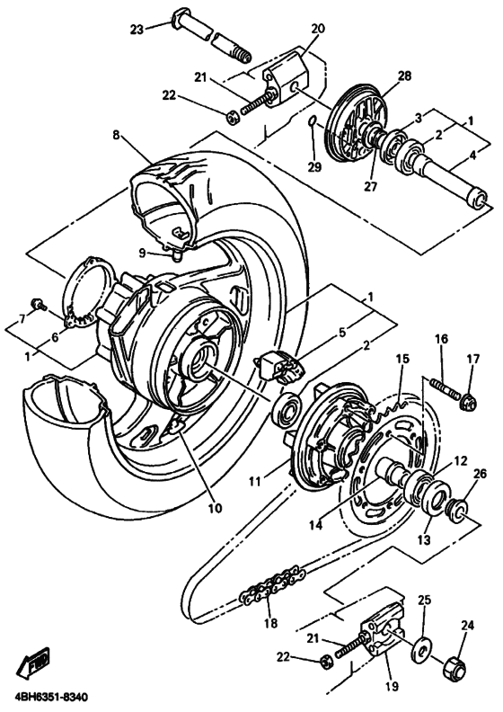 Rear wheel complete assy
