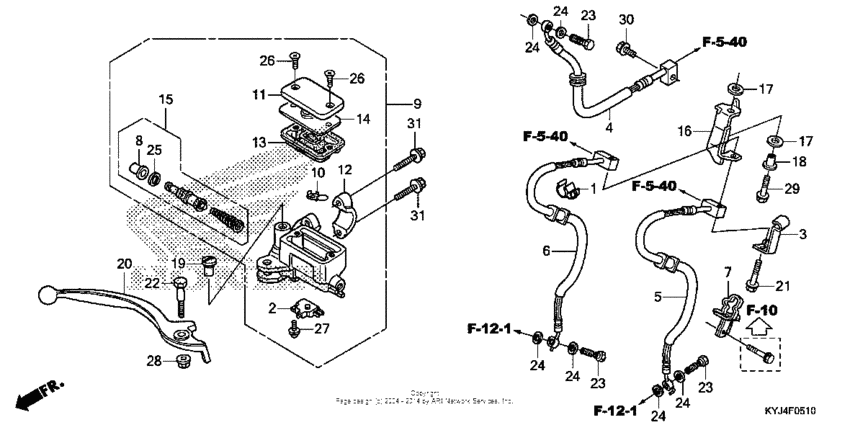 Front brake master cylinder (cbr250ra)