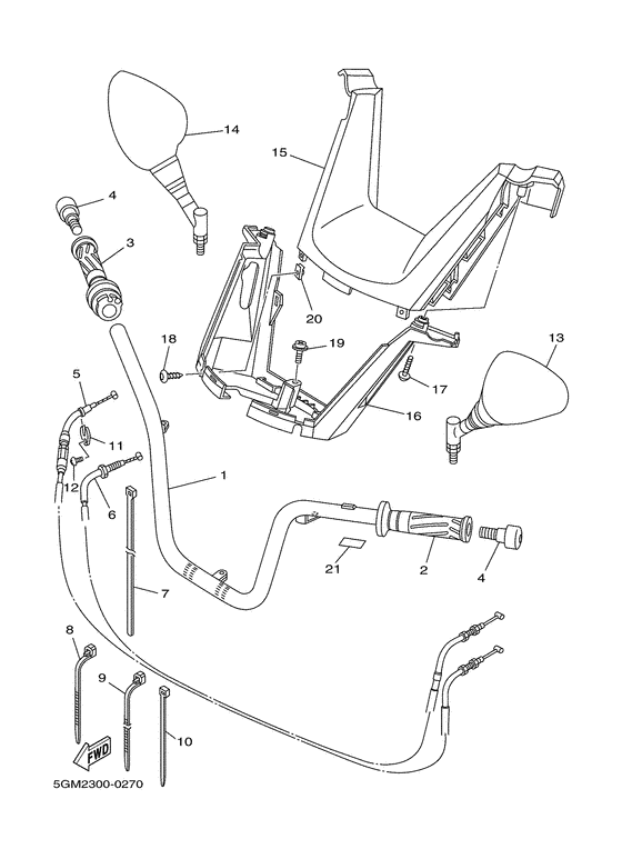 YP250 Guidon & cable