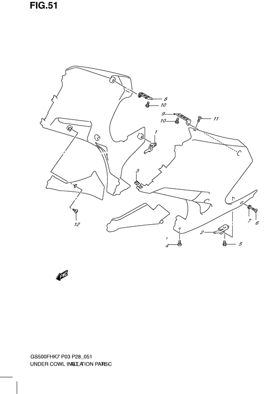 Under cowling installation parts