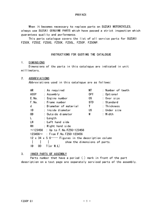 FZ50 Catalog preface