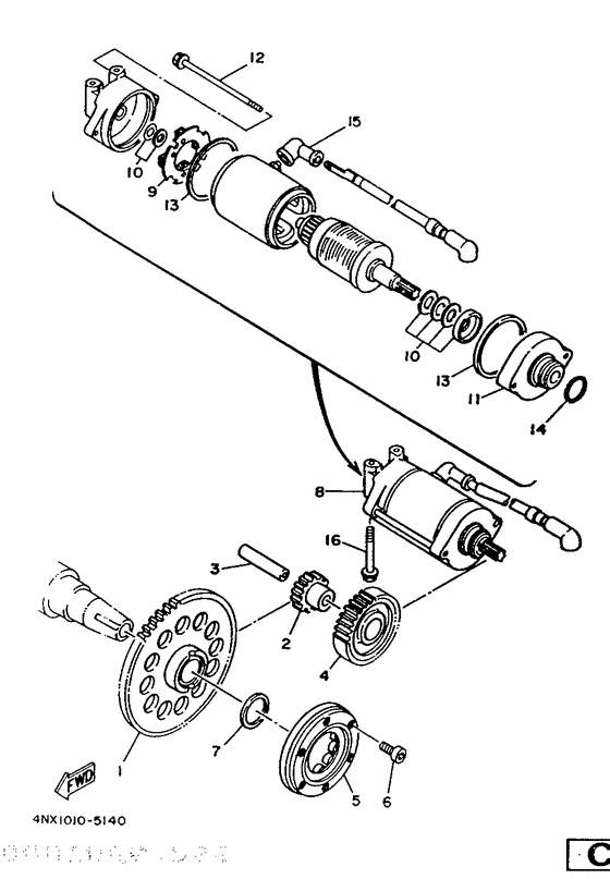 TRX850 Муфта стартера