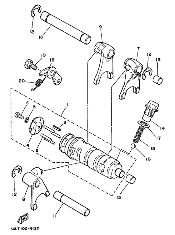 Shift cam. fork