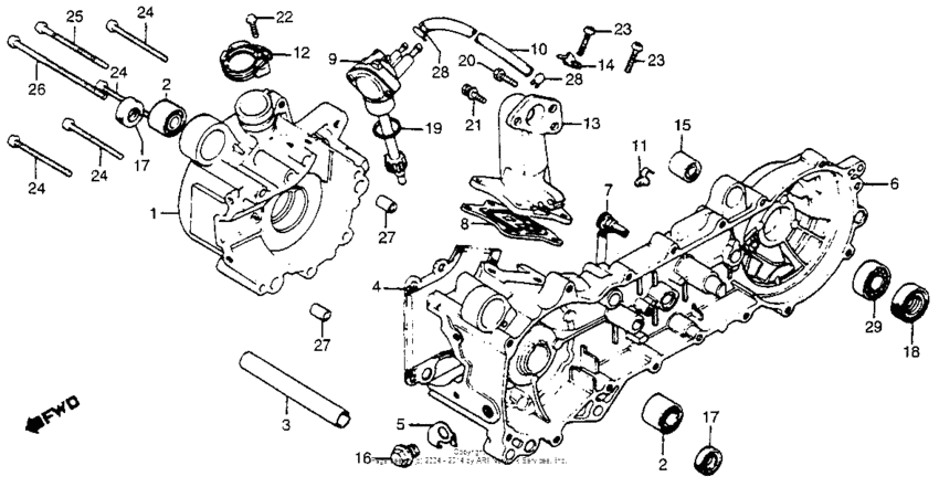 Crankcase + oil pump + reed valve 79-80