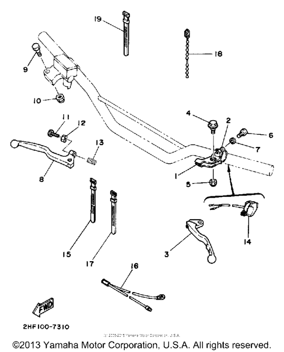YZ80W (Motocross) Handle switch-lever