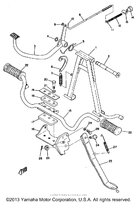 Stand footrest brake pedal