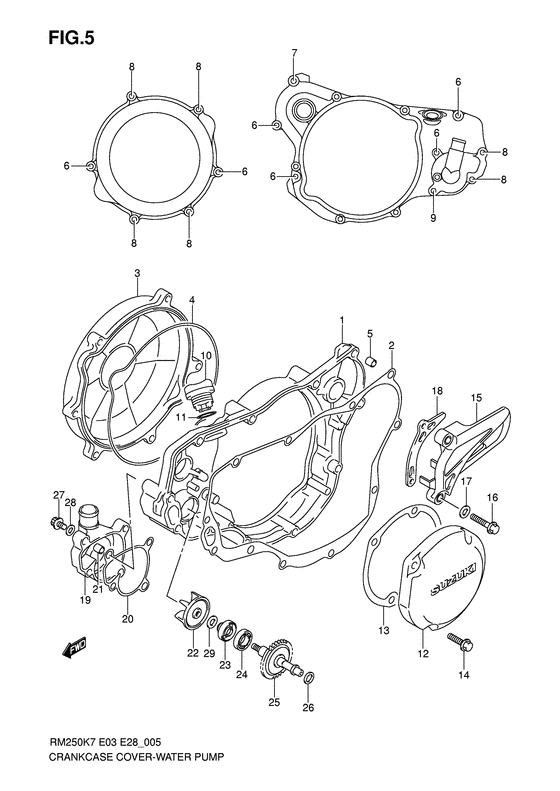 Crankcase cover-water pump