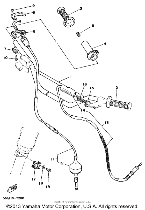Steering handle-cable