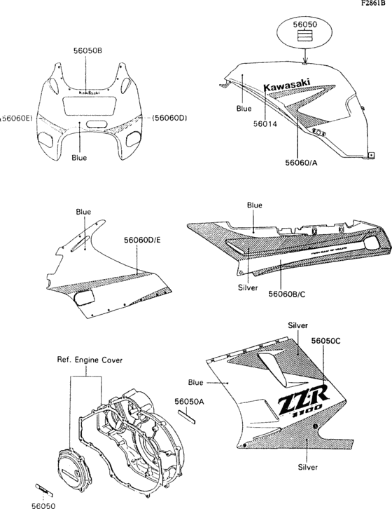 ZX1100 Decal(silver / blue)