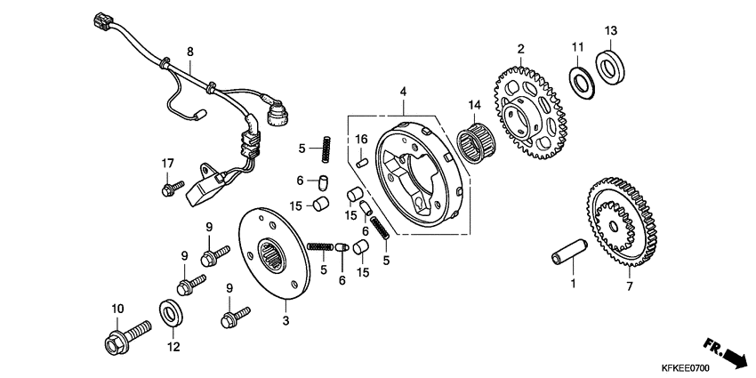 Pulse generator/starting clutch