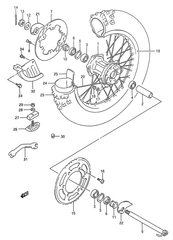 Rear wheel complete assy