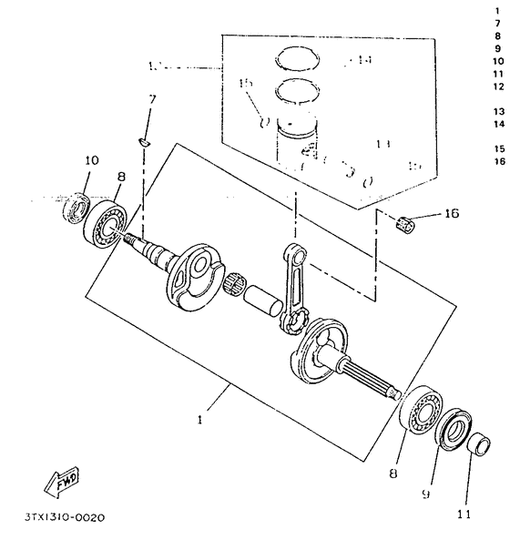 CW50 Коленчатый вал и поршни
