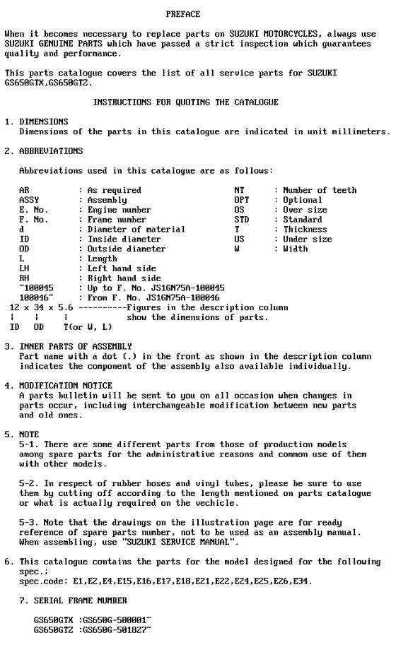 GS650 Catalog preface