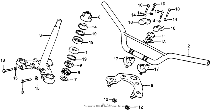 Handlebar + top bridge + steering stem 81