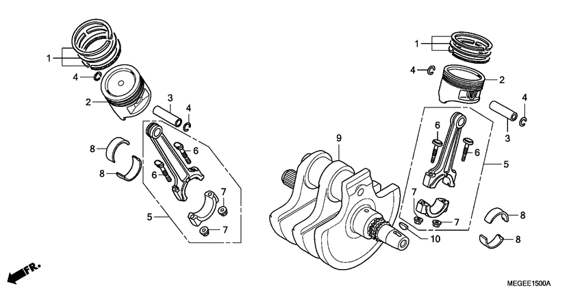 VT750CA Вал коленчатый