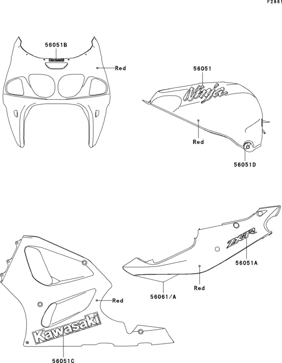 ZX750 Decals(red)(zx750-p1)