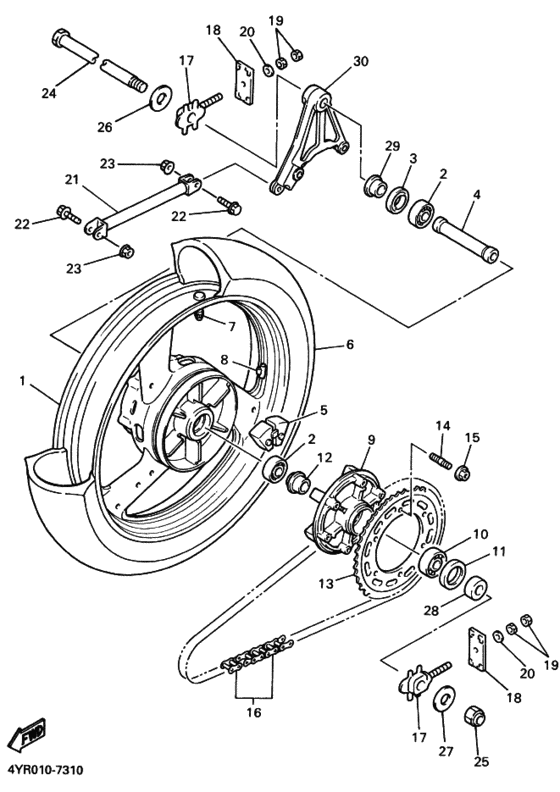 FZ400 Заднее колесо в сборе