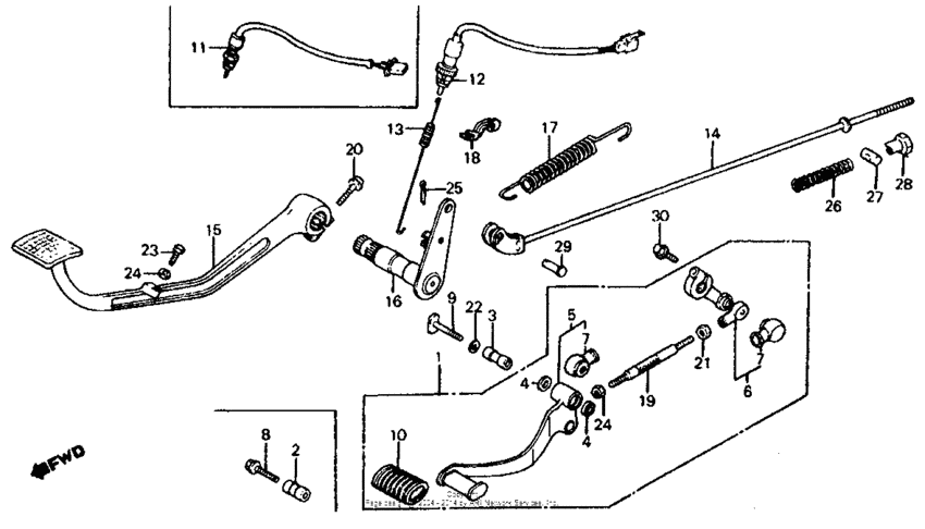 Brake pedal + gearshift pedal