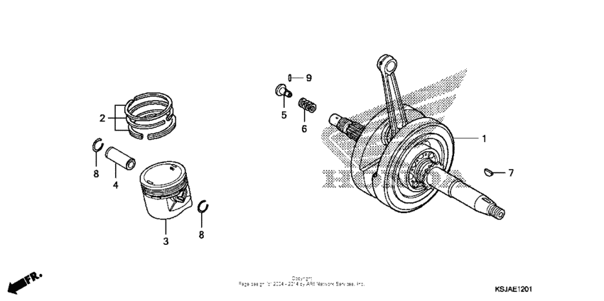 Crankshaft + piston (crf100f)