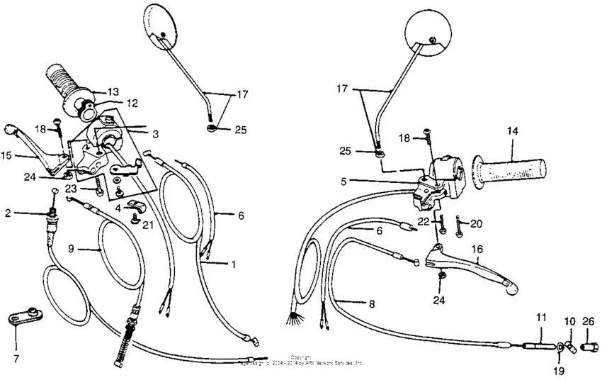 Handle lever + switch + cables