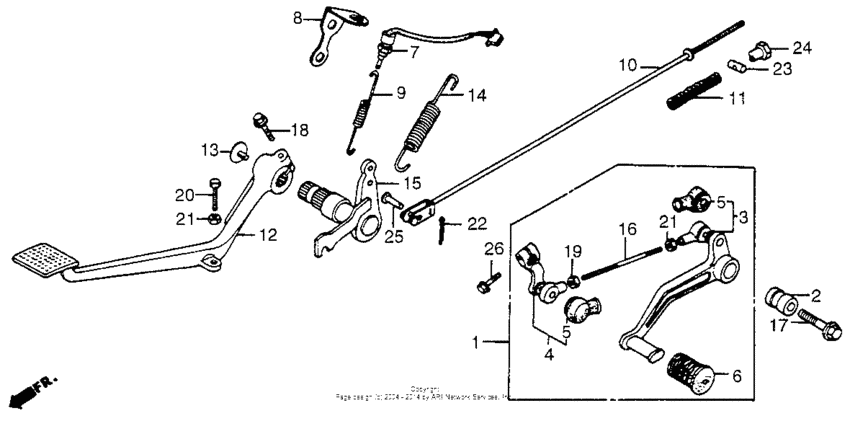 Gearshift pedal + brake pedal