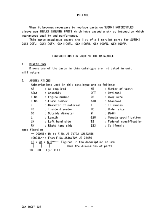 GSX1100 Catalog preface