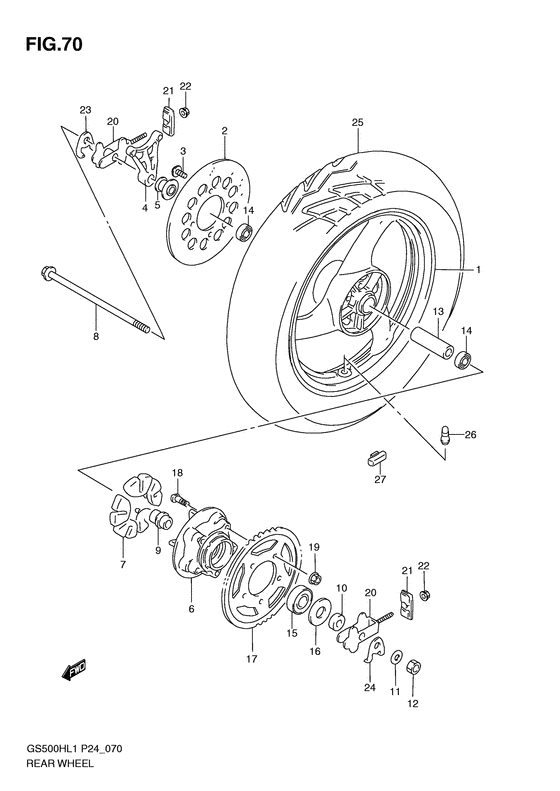 Rear wheel complete assy