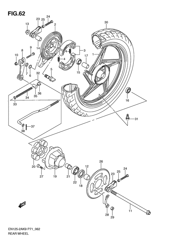 Rear wheel complete assy