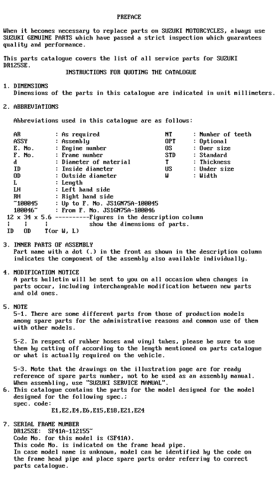 DR125 Catalog preface