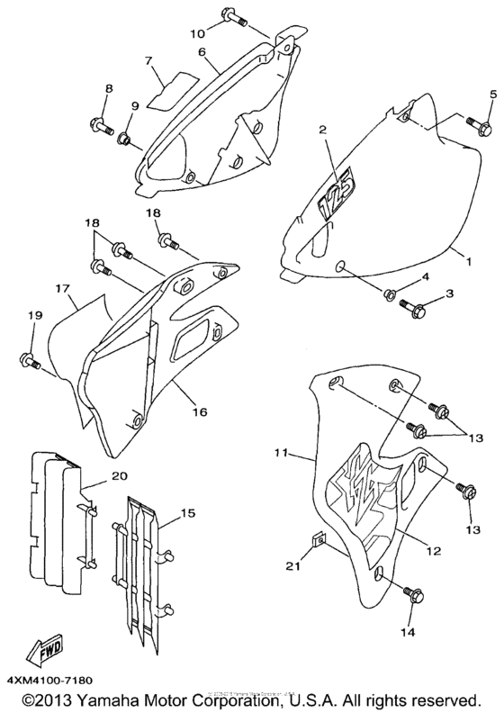 YZ125J1 Боковые обтекатели