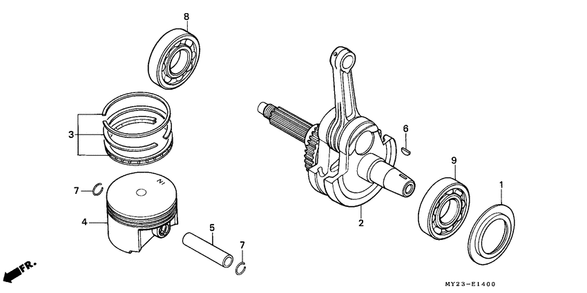 Piston/crankshaft