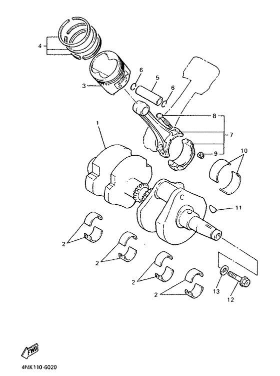 XVZ1300A Коленчатый вал и поршни