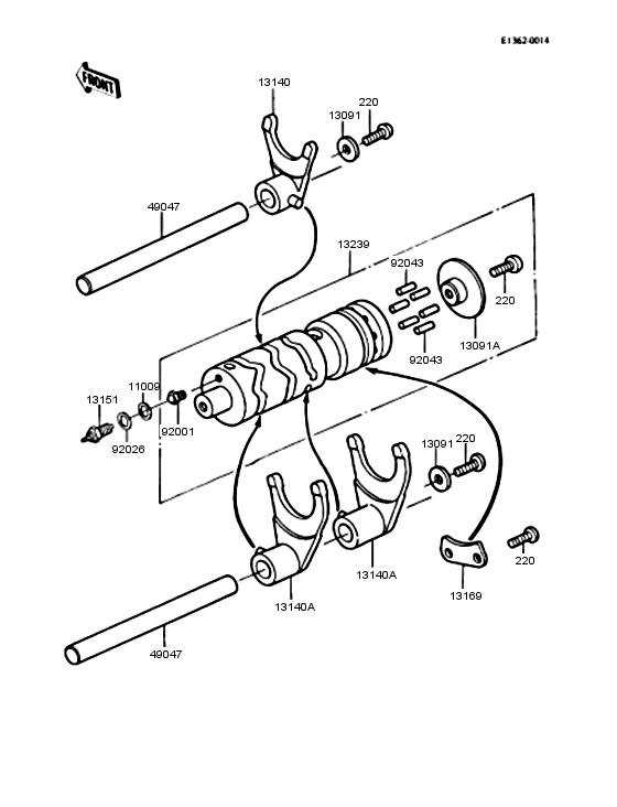 Gear change drum & forks