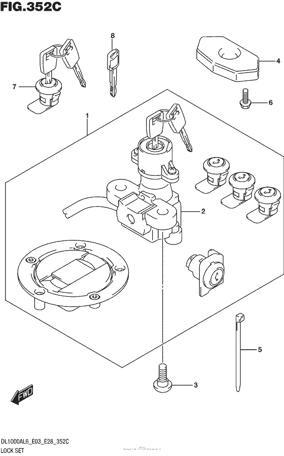 Lock Set (For Pannir Case) (Dl1000Al6 E28)