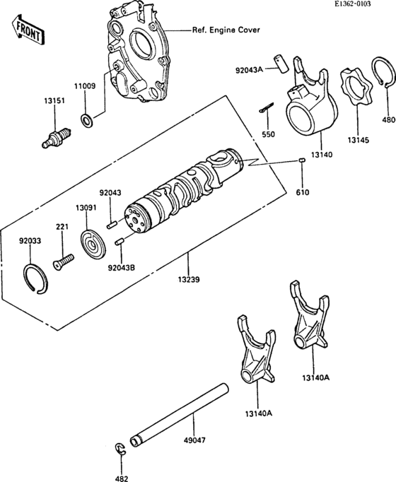 ZX600 Валы и вилки переключения передач