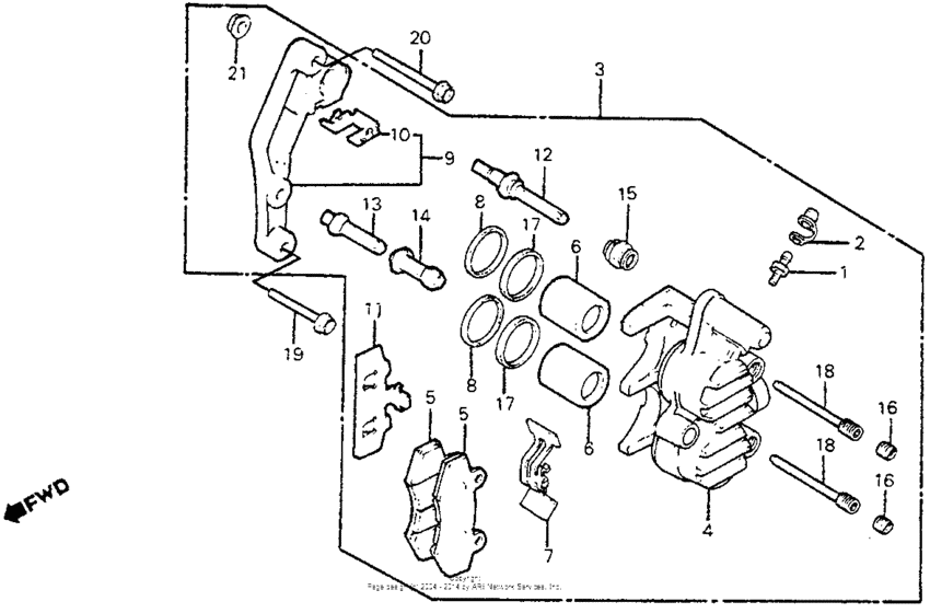 Front brake caliper 84-85