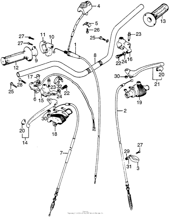 Handlebar + handle lever + cable